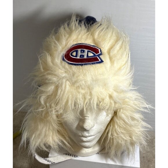 Reebok Montreal Canadiens Hat Toque Fur Trooper Hat Logo Face Off Skate Laces - Picture 10 of 14